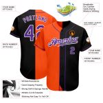 Custom Black Purple Orange Split Baseball Jersey for Fashion Enthusiasts Personalized Black Purple-Orange Split Fashion Baseball