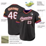 Personalized Black Purple Orange Throwback Baseball Jersey for Men and Women Personalized Black Purple-Orange Throwback Baseball