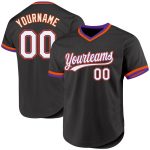 Personalized Black Purple Orange Throwback Baseball Jersey for Men and Women Personalized Black Purple-Orange Throwback Baseball