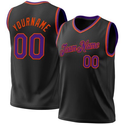 Personalized Basketball Jersey - Black Purple-Orange Throwback Style Personalized Black Purple-Orange Throwback Basketball