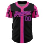 Custom Name and Number Baseball Jersey in Black, Purple, Pink - Personalized 3-Color Arm Shapes Design Personalized Black