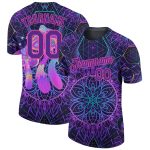 Personalized Psychedelic 3D Magic Mushrooms Black Purple-Pink T-Shirt Over Sacred Geometry Hallucination Performance Personalized