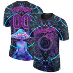 Custom Magic Mushrooms Psychedelic T-Shirt with Personalized Team Name & Number - Black Purple-Pink 3D Design Personalized