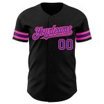 Custom Name and Number Personalized Baseball Jersey in Black Purple-Pink Authentic Design Personalized Black Purple-Pink