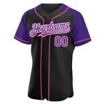 Custom Name and Number Personalized Baseball Jersey Black Purple Pink Authentic Raglan Sleeves Personalized Black Purple-Pink
