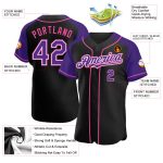 Custom Name and Number Personalized Baseball Jersey Black Purple Pink Authentic Raglan Sleeves Personalized Black Purple-Pink