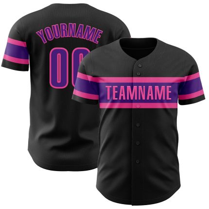 Custom Black Purple-Pink Baseball Jersey for Men and Women - Personalized Sports Apparel Personalized Black Purple-Pink Baseball