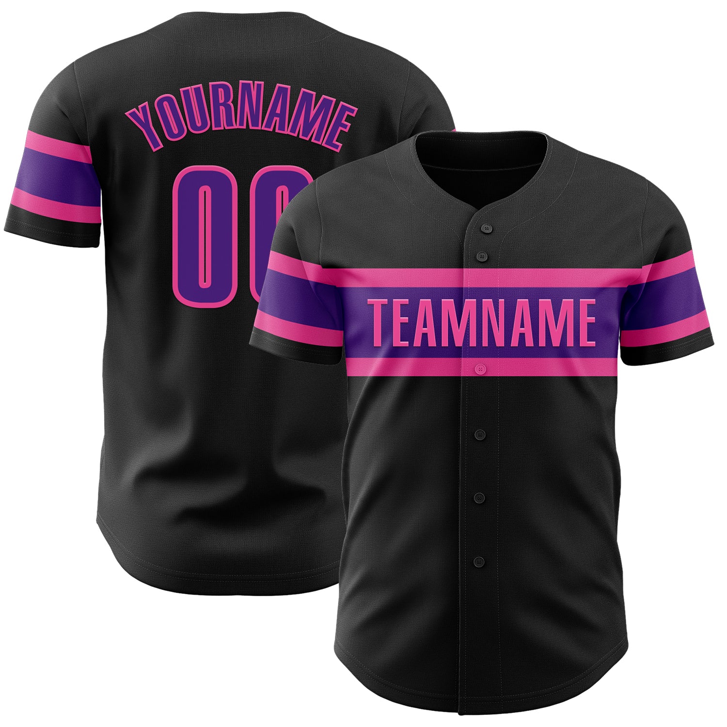 Custom Black Purple-Pink Baseball Jersey for Men and Women - Personalized Sports Apparel Personalized Black Purple-Pink Baseball
