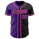 Custom Black Purple Pink Gradient Baseball Jersey for Fashion Lovers Personalized Black Purple-Pink Gradient Fashion Baseball