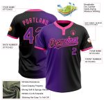 Personalized Gradient Softball Jersey Unisex Black Purple Pink Two-Button Fashion Personalized Black Purple-Pink Gradient