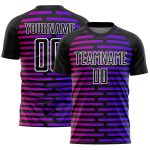 Personalized Soccer Uniform Jersey with Black Purple-Pink Lines Design, Size 3 Personalized Black Purple-Pink Lines Sublimation