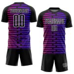 Personalized Soccer Uniform Jersey with Black Purple-Pink Lines Design, Size 3 Personalized Black Purple-Pink Lines Sublimation