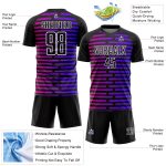 Personalized Soccer Uniform Jersey with Black Purple-Pink Lines Design, Size 3 Personalized Black Purple-Pink Lines Sublimation