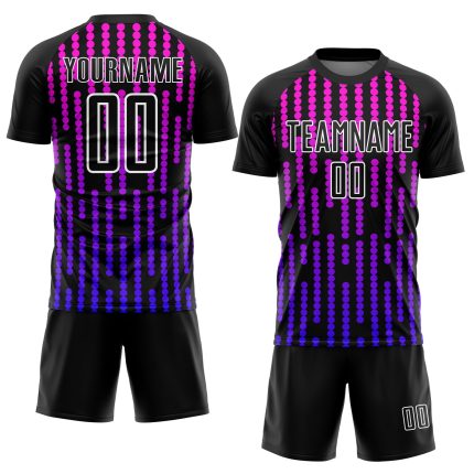 Personalized Sublimation Soccer Jersey - Black Purple Pink Lines Design Personalized Black Purple-Pink Lines Sublimation