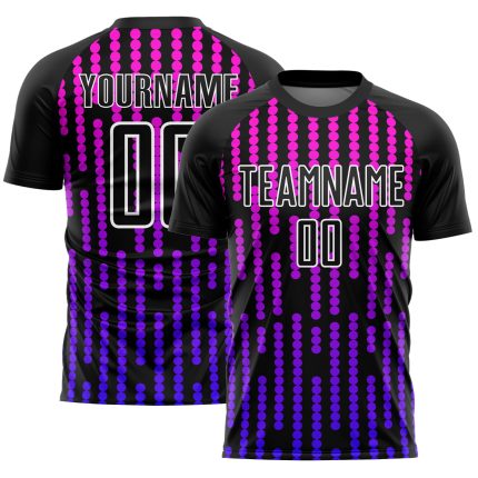 Personalized Sublimation Soccer Jersey - Black Purple Pink Lines Design Personalized Black Purple-Pink Lines Sublimation