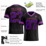 Custom Black and Purple-Pink Mesh Football Jersey with Personalized Name and Number Personalized Black Purple-Pink Mesh Authentic