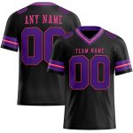 Custom Black and Purple-Pink Mesh Football Jersey with Personalized Name and Number Personalized Black Purple-Pink Mesh Authentic
