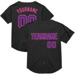 Personalized Black Purple Pink Mesh Baseball Jersey - Throwback Style 2 Personalized Black Purple-Pink Mesh Throwback Baseball