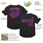 Personalized Black Purple Pink Mesh Baseball Jersey - Throwback Style 2 Personalized Black Purple-Pink Mesh Throwback Baseball