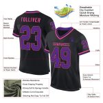 Personalized Throwback Football Jersey - Black Purple-Pink Mesh Design Personalized Black Purple-Pink Mesh Throwback Football