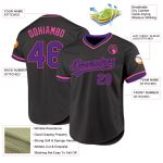 Personalized Baseball Jersey in Black and Purple-Pink, Retro Style Personalized Black Purple-Pink Throwback Baseball Jersey