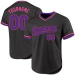 Personalized Baseball Jersey in Black and Purple-Pink, Retro Style Personalized Black Purple-Pink Throwback Baseball Jersey