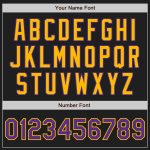Personalized Unisex Softball Jersey - Black Purple Pinstripe Gold Two-Button Design Personalized Black Purple Pinstripe Gold