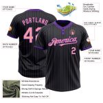 Custom Name and Number Black Purple Pinstripe Softball Jersey Unisex Medium - Personalized Two-Button Design Personalized