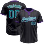 Custom Name and Number Unisex Softball Jersey Black Purple Teal White Two-Button Design Personalized Black Purple Pinstripe