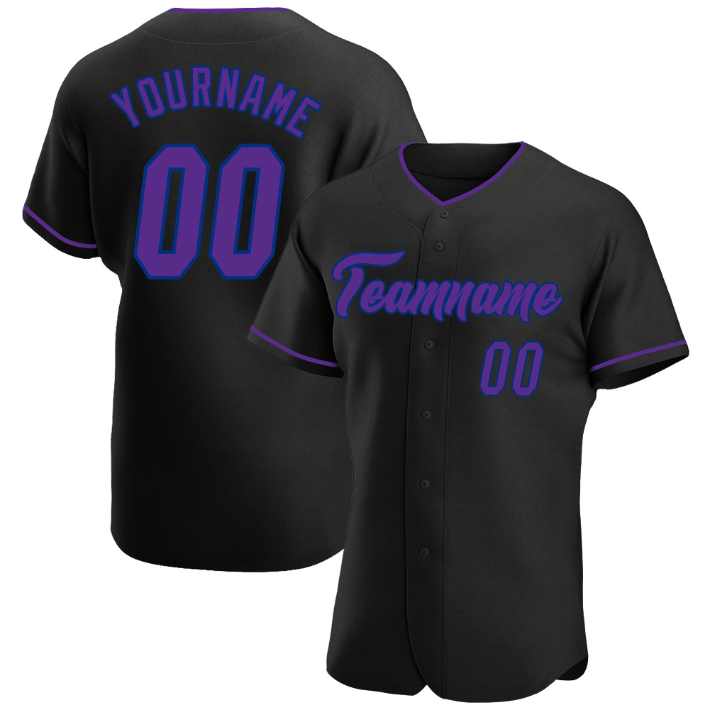 Personalized Black Purple Royal Baseball Jersey - Custom Team Sportswear Personalized Black Purple-Royal Baseball Jersey