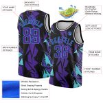 Custom Basketball Jersey with Personalized Name and Number, 3D Geometric Shapes in Black and Purple-Sky Blue Design Personalized