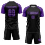 Custom Name Number Personalized Black Purple Soccer Uniform Jersey Team Personalized Black Purple Sublimation Soccer Uniform