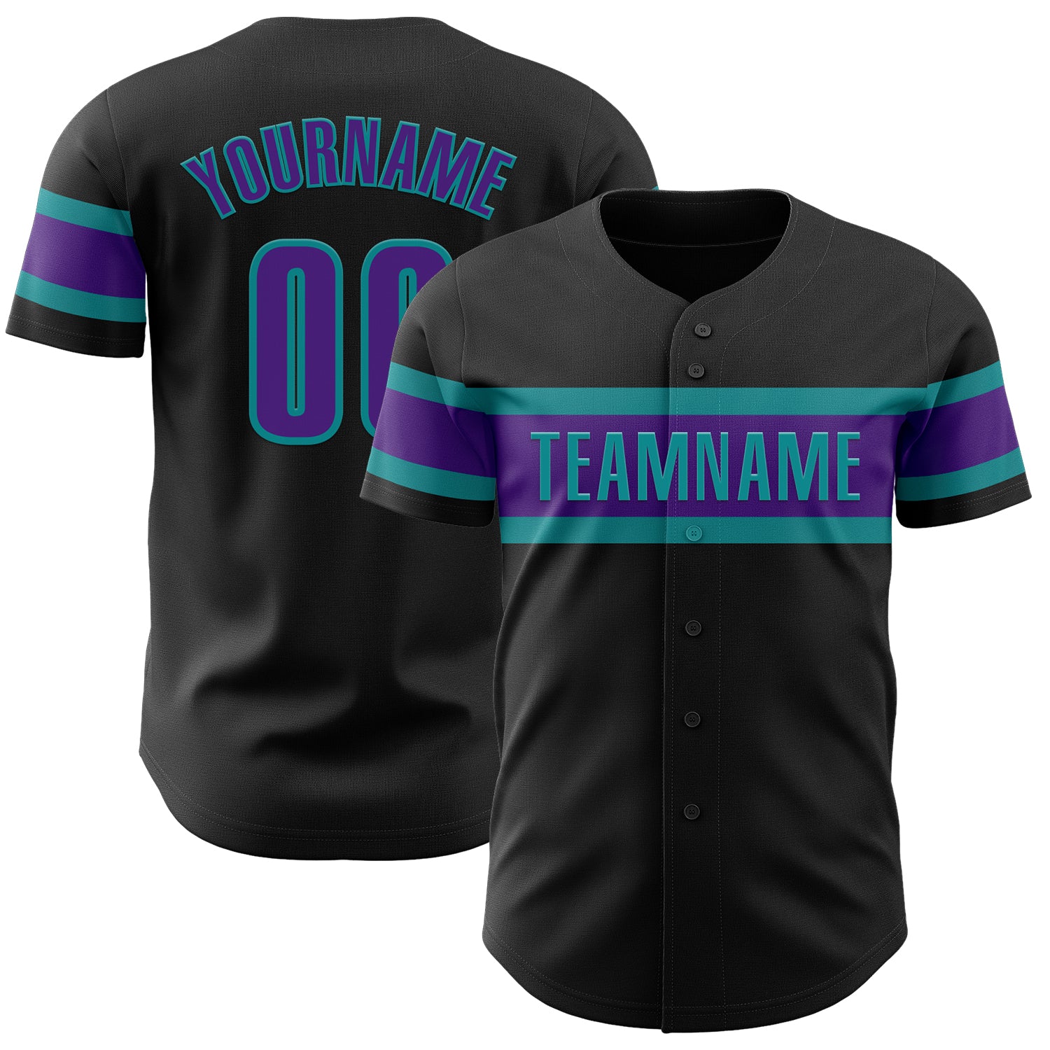 Custom Name Number Personalized Black Purple Teal Baseball Jersey - Authentic Team Jersey Personalized Black Purple-Teal