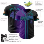 Custom Name Number Personalized Gradient Baseball Jersey Black Purple Teal Fashion Team Personalized Black Purple-Teal Authentic