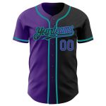Custom Name Number Personalized Gradient Baseball Jersey Black Purple Teal Fashion Team Personalized Black Purple-Teal Authentic