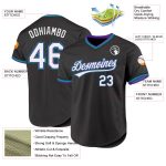 Custom Name and Number Personalized Throwback Baseball Jersey Black Purple Teal Personalized Black Purple-Teal Authentic