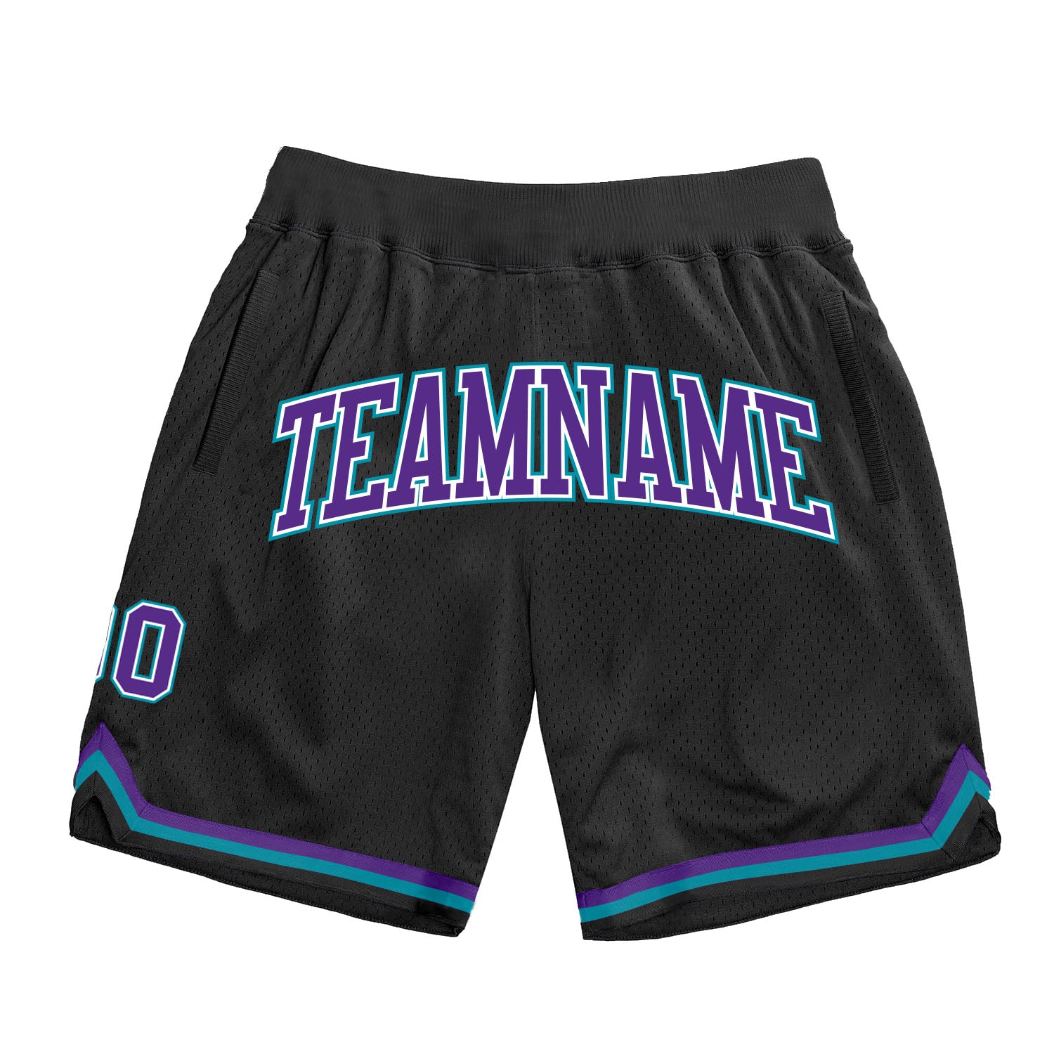 Custom Name Number Personalized Basketball Shorts Black Purple Teal Authentic Throwback Personalized Black Purple-Teal Authentic