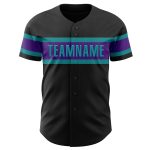 Custom Black Purple Teal Baseball Jersey for Men and Women - Personalized Sports Apparel Personalized Black Purple-Teal Baseball