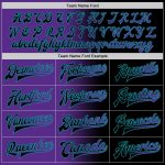 Personalized Gradient Bomber Jacket in Black Purple Teal - Full-Snap Varsity Letterman Fashion Jacket Personalized Black