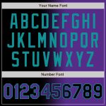 Personalized Gradient Bomber Jacket in Black Purple Teal - Full-Snap Varsity Letterman Fashion Jacket Personalized Black