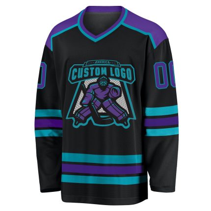 Custom Black Purple Teal Hockey Jersey - Personalized Sports Apparel for Fans Personalized Black Purple-Teal Hockey Jersey