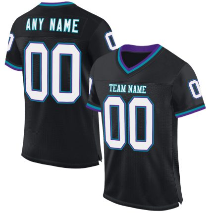Personalized Black Purple Teal Mesh Throwback Football Jersey for Men and Women Personalized Black Purple-Teal Mesh Throwback
