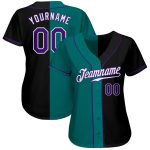 Custom Black Purple Teal Split Baseball Jersey - Personalized Fashion Jersey Personalized Black Purple-Teal Split Fashion