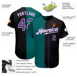 Custom Black Purple Teal Split Baseball Jersey - Personalized Fashion Jersey Personalized Black Purple-Teal Split Fashion