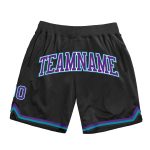 Personalized Basketball Shorts - Black Purple Teal Throwback Style Personalized Black Purple-Teal Throwback Basketball Shorts