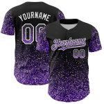 Personalized 3D Abstract Colorful Glittering Dot Baseball Jersey in Black, Purple and White Personalized Black Purple-White