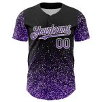 Personalized 3D Abstract Colorful Glittering Dot Baseball Jersey in Black, Purple and White Personalized Black Purple-White