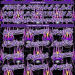Personalized 3D Flame Baseball Jersey in Black Purple-White Design, Hotrod Style Personalized Black Purple-White 3D Bowling