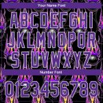 Personalized 3D Flame Baseball Jersey in Black Purple-White Design, Hotrod Style Personalized Black Purple-White 3D Bowling