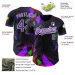 Personalized 3D Holi Festival Color Powder Baseball Jersey in Black Purple White Personalized Black Purple-White 3D Holi